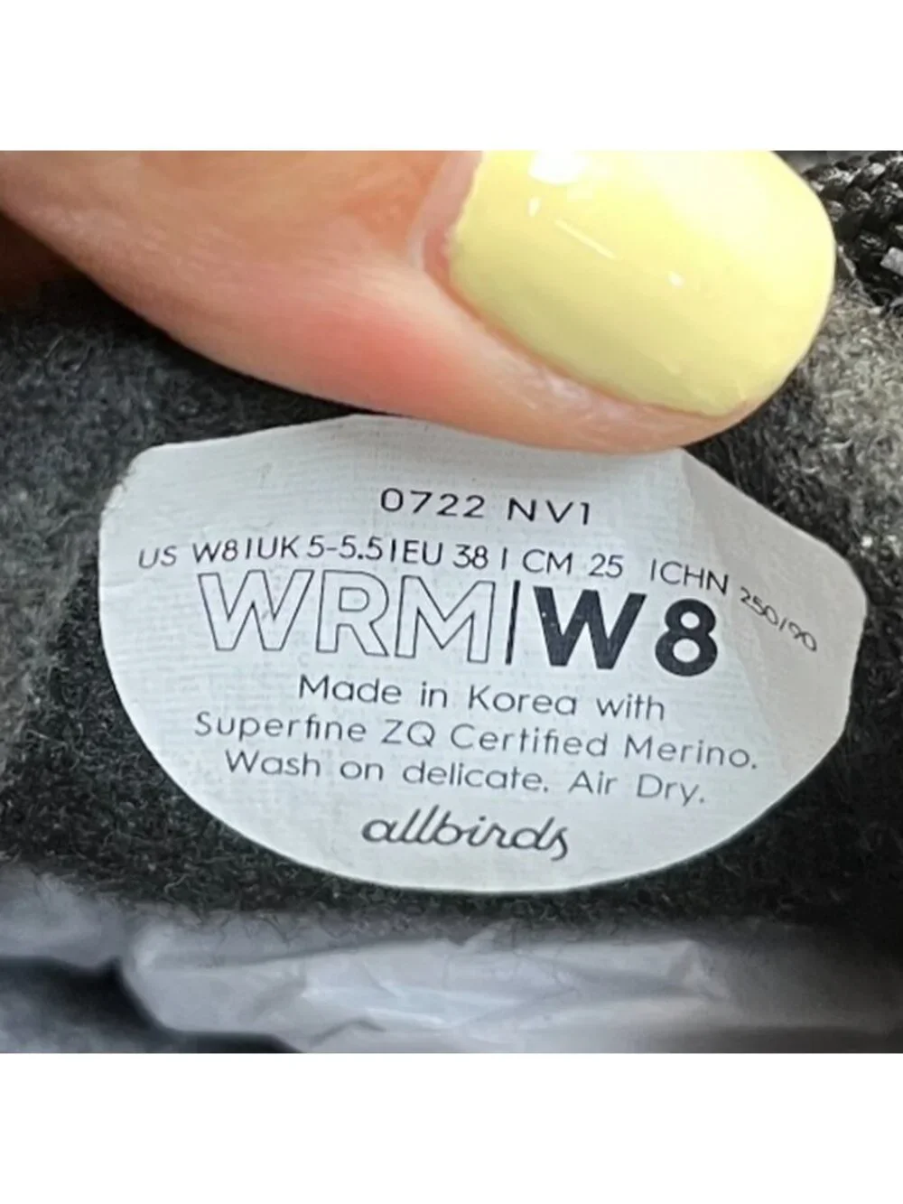 Allbirds Wool Runner Mizzle Womens Size 8 Black Athletic Running Shoes Sneakers